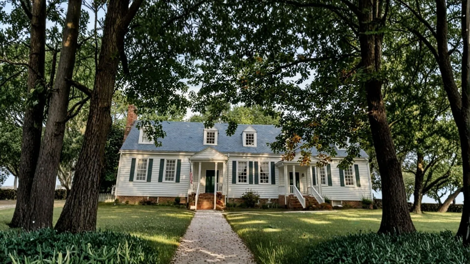 Historic Wrexham Hall exterior in Chesterfield Virginia at dusk