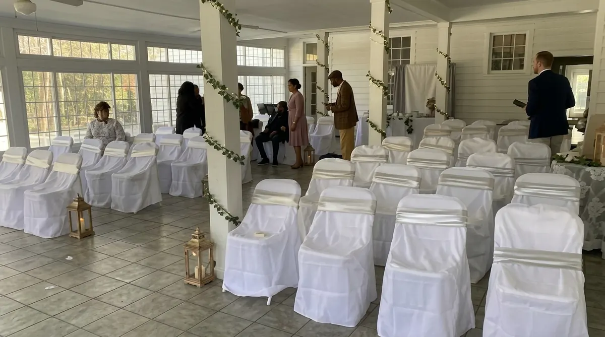 Intimate private party with string lights